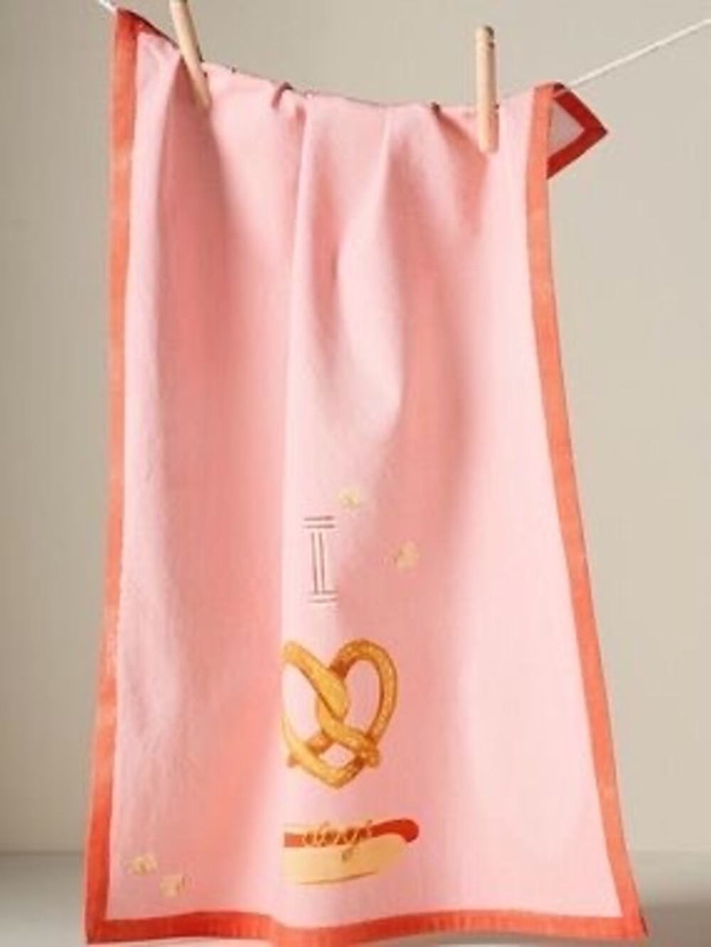 Anthropologie pink I Love Dogs Dish Towel NWT